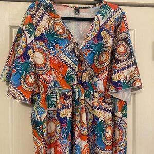 SHEIN Multicolor Abstract Plus Blouse 4x